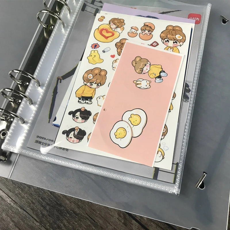 10 ピース/セットフォトカードスリーブ 6 リング A5 バインダー用、超クリア K-POP フォトカードスリーブ、トップローディングフォトシートプロテクター