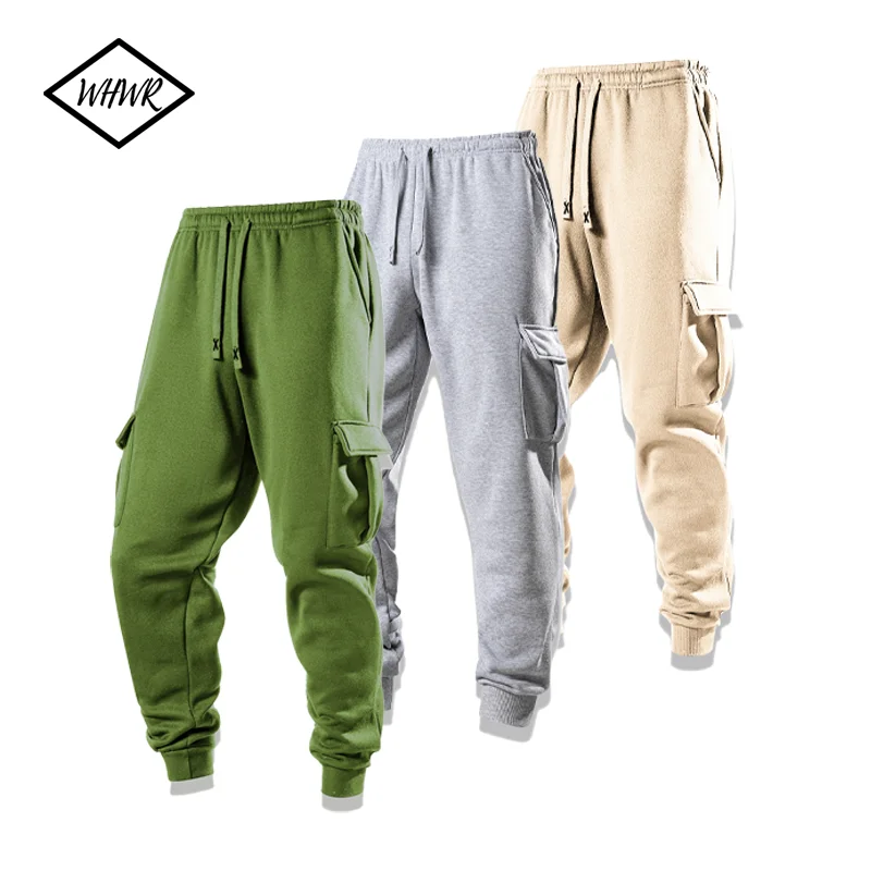 2025 novas calças de corrida masculinas soltas com cordão calças compridas masculinas multi-bolso calças de moletom casuais calças de carga para homens fitness
