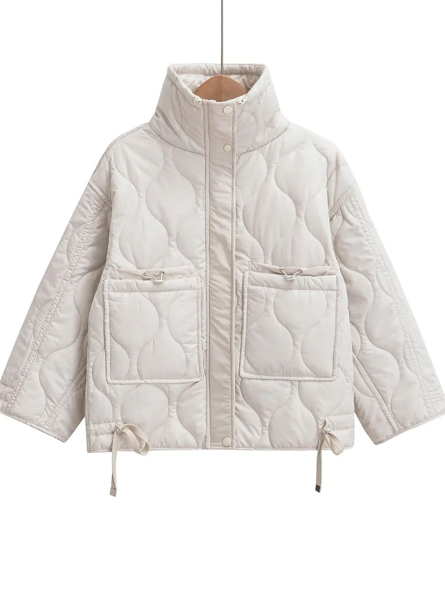 KAOPU ZAผู้หญิงแฟชั่น2024ฤดูใบไม้ร่วง/ฤดูหนาวQuiltedเสื้อแจ็คเก็ตผู้หญิงVINTAGEคอกระเป๋าซิปลําลองหญิงOuterwear