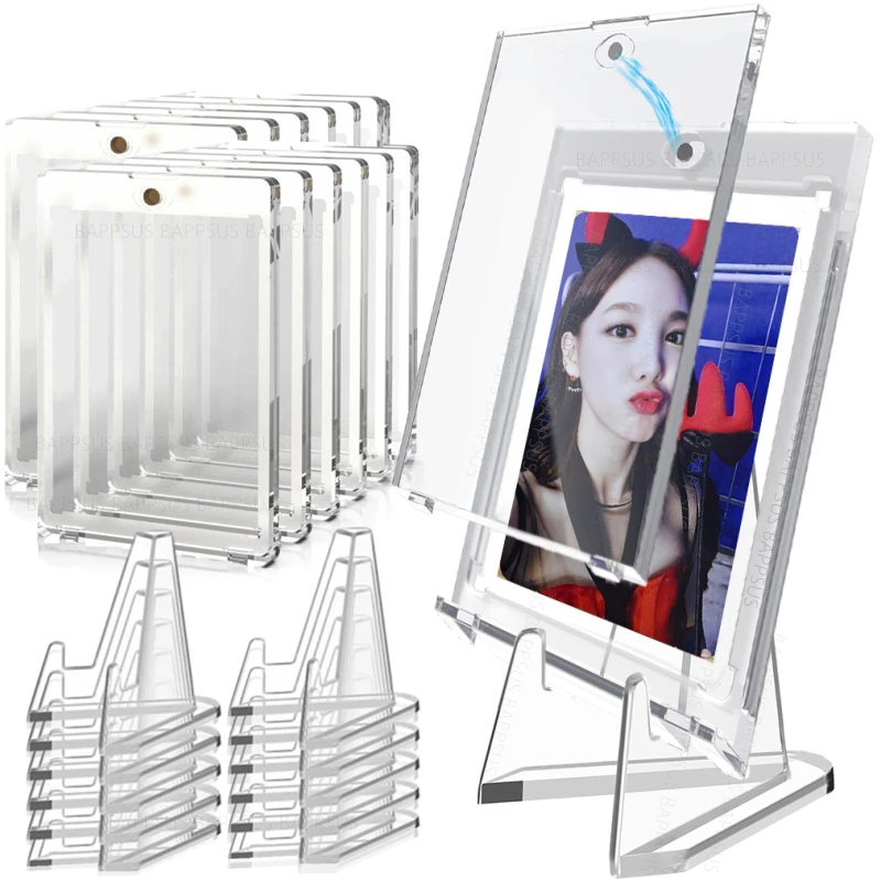 Porta carte magnetiche 35PT con supporti per carte trasparenti Rack per Kpop Idol Custodia protettiva per carte fotografiche Espositore per carte collezionabili
