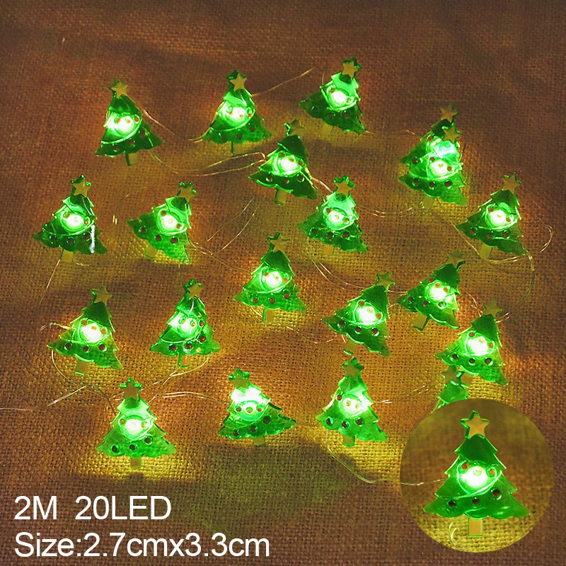 2M 20LED Santa Claus Snowflake LED Light String ตกแต่งคริสต์มาสสําหรับ Home Xmas Tree เครื่องประดับ 2024 Navidad เด็กของขวัญใหม่ปี