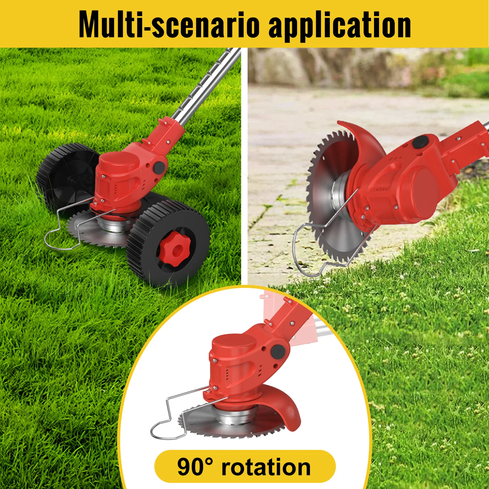 CONENTOOL Tagliaerba elettrico a batteria 21V Tosaerba portatile regolabile in lunghezza con ruota Attrezzo da giardino compatibile per Makita