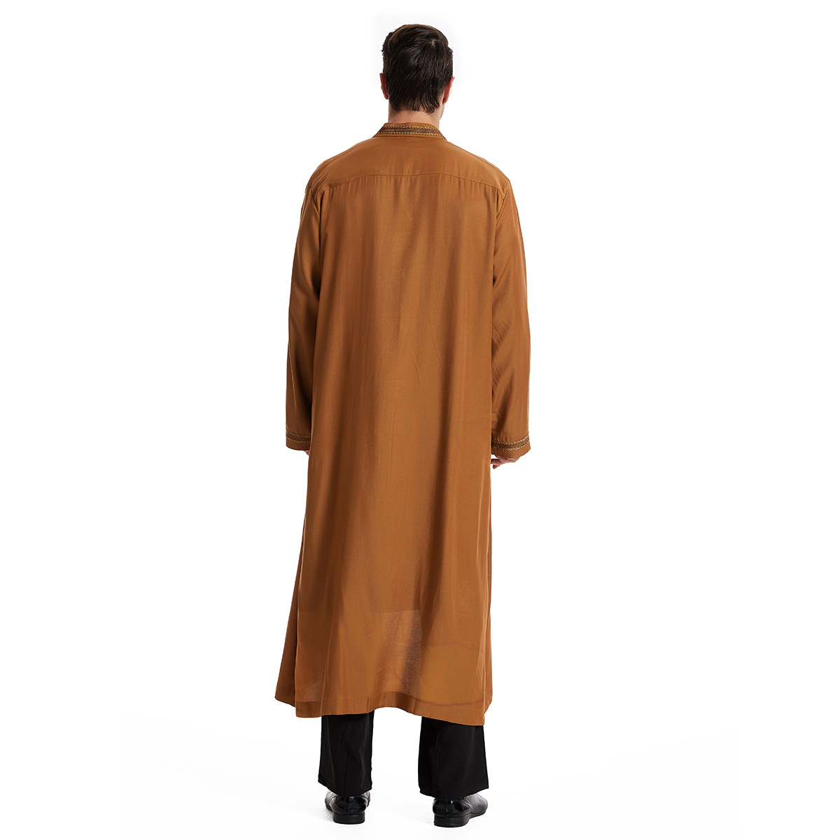 Middle East Men Long Robe Traditional Stand Collar Cardigan Dishdasha Kaftan Eid Muslim Islamic Abayas Ramadan Morocco Dubai