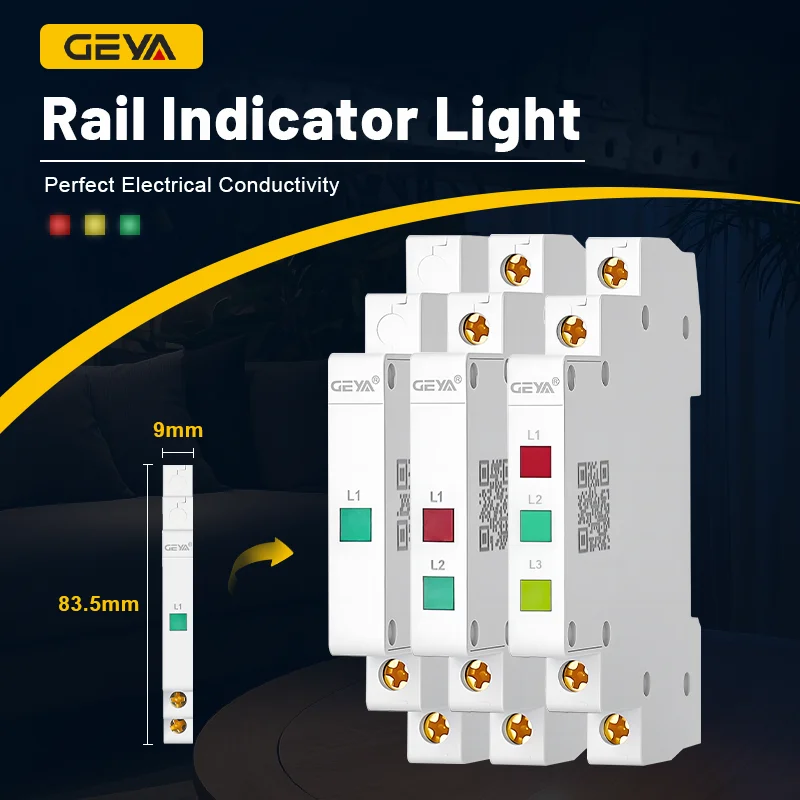 GEYA GYD Din Rail Indicator Light 230V LED Signal Lamp Dual Pilot Lights Modular Indicator  Red Green Yellow Led Signal Light
