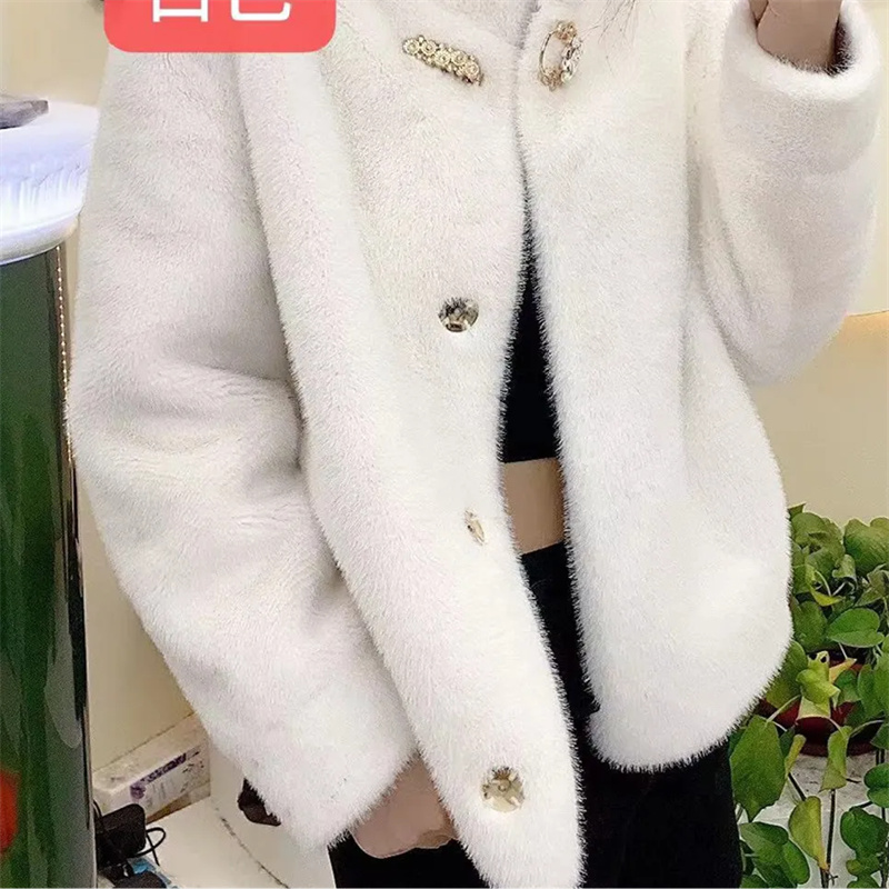 高品質ゴールドミンクの毛皮のコート女性 2024 秋冬新フード付きショート生き抜く厚い毛皮 1 ジャケットファッションオーバーコート女性の