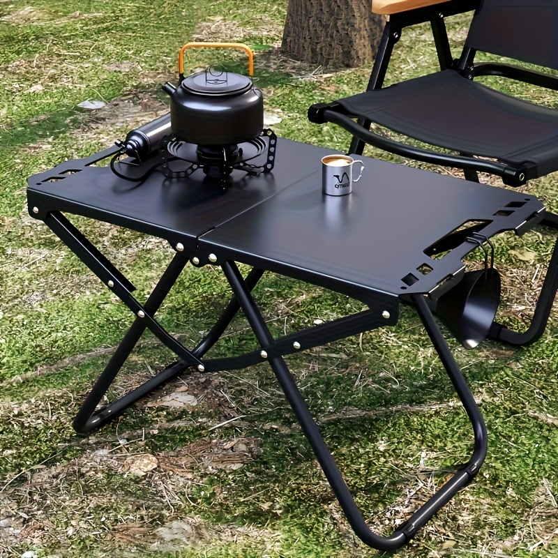 Lightweight Carbon Steel Portable Foldable Camping Table - Multipurpose BBQ & Picnic Table for Outdoor Travel, Hiking & Camping