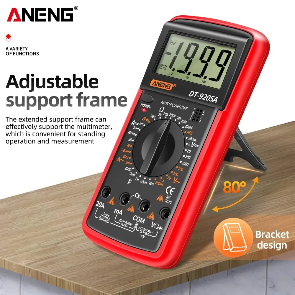 ANENG DT9205A multímetro Digital AC/DC Transistor eléctrico NCV probador medidor Profesional analógico rango automático herramientas Multimetro