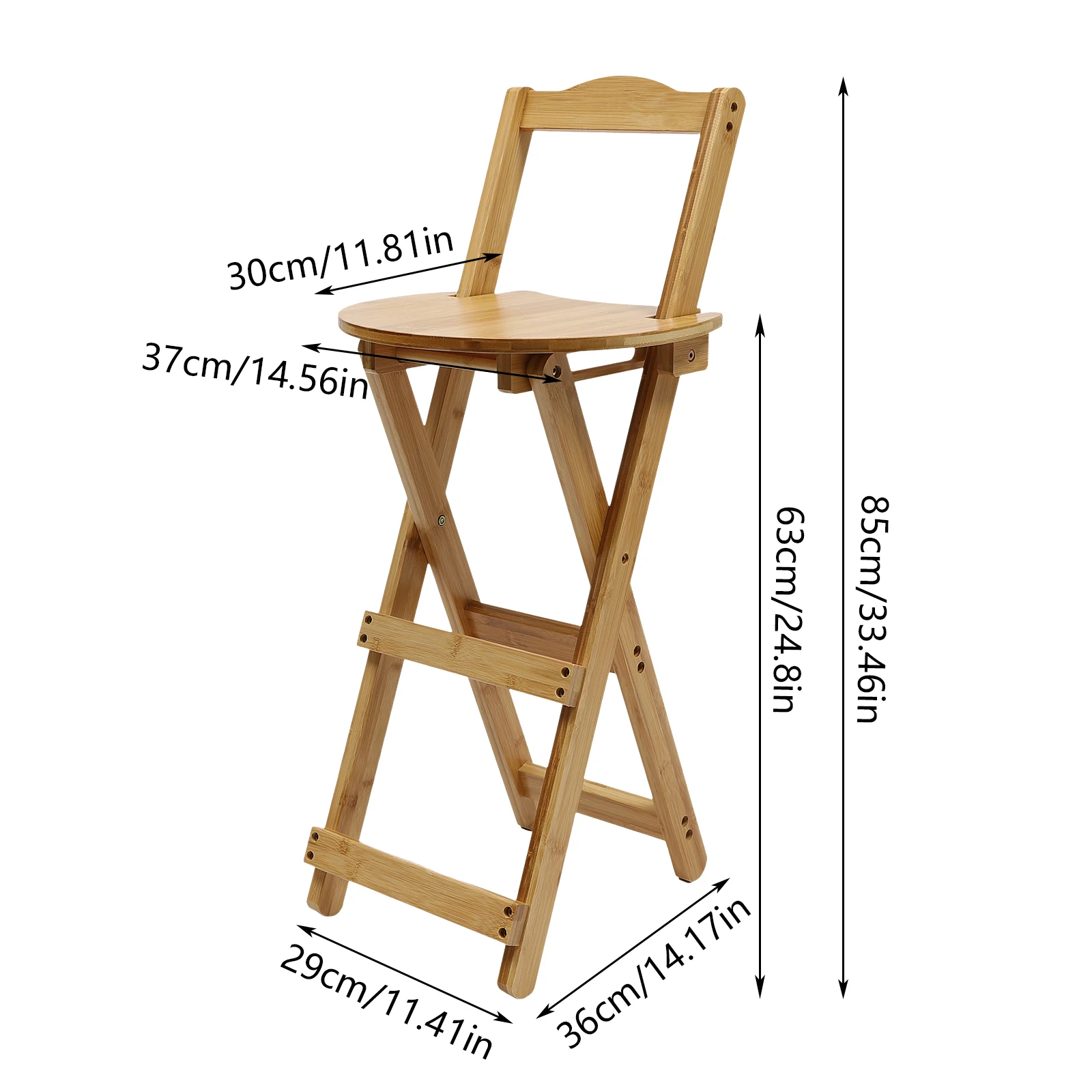 Stools & Bar Chairs with X-Shaped Legs, Reclining Backrest, Foot Support, 24.8" Height, Foldable for Easy Storage, High-Quality