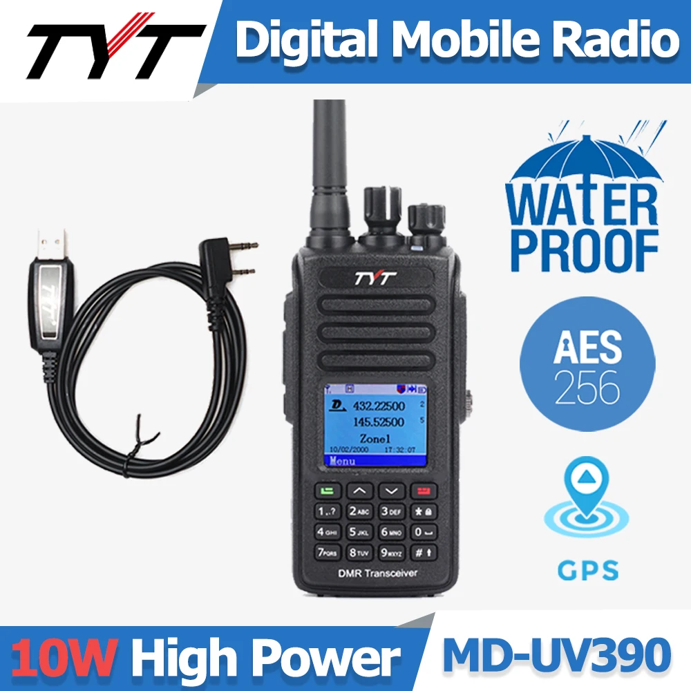 Tyt neue MD-UV390 10w ip67 wasserdicht uhf vhf dual band 3000ch dmr verschlüsse lung gps handheld radio digitales mobilfunk