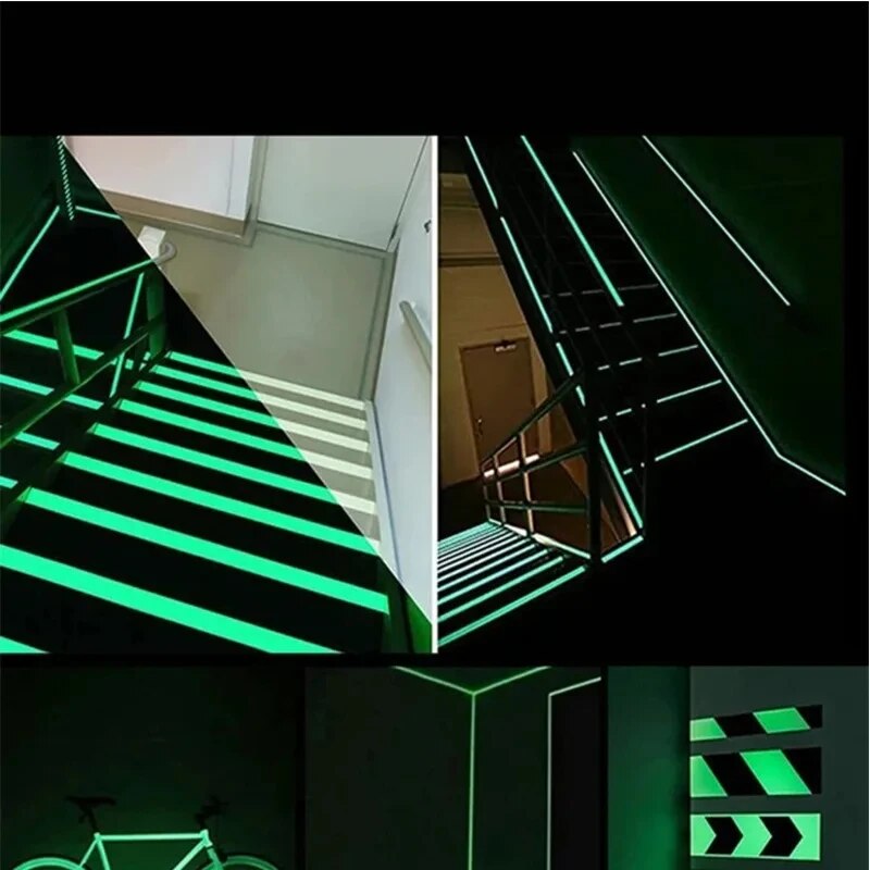 Nastro luminoso nastro luminoso verde avvertimento luce a terra deposito scala adesivo antiscivolo nastro fluorescente riflettente