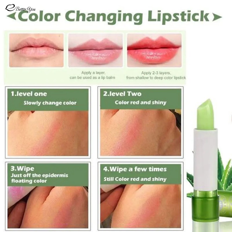 Bálsamo labial, lápiz labial de Aloe Vera, maquillaje de fresa, cuidado de los labios, lápiz labial que cambia de Color, lápiz labial hidratante de larga duración, belleza