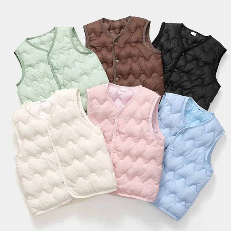 Gilet caldo per bambini inverno ragazze ragazzi addensare gilet capispalla bambini adolescenti cotone tinta unita giacche gilet per 1-6 anni