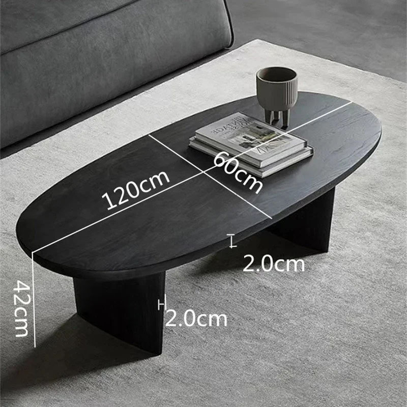 Nordic Solid Wood Black Café Stoły do mebli Café Stoliki kawowe ekskluzywne Kreatywne owalne Minimalistyczne stoliki kawowe do salonu