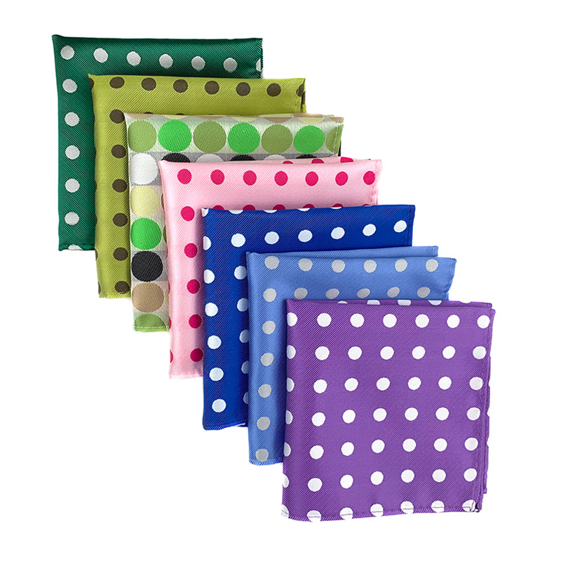 ผ้าเช็ดหน้าแฟชั่นขนาด25ซม. * 25ซม. กระเป๋าผ้าไหมสำหรับผู้ชายผ้าเช็ดหน้าลายจุดสีส้มแดง