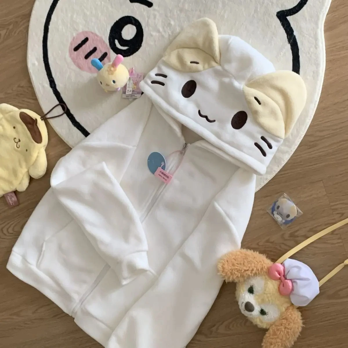 Casual Cartoon Deeptown Kawaii Lolita Stil Frauen Fleece Hoodies Cutecore Oversize Japanische Weiche Mädchen Zipper Sweatshirt Strickjacke