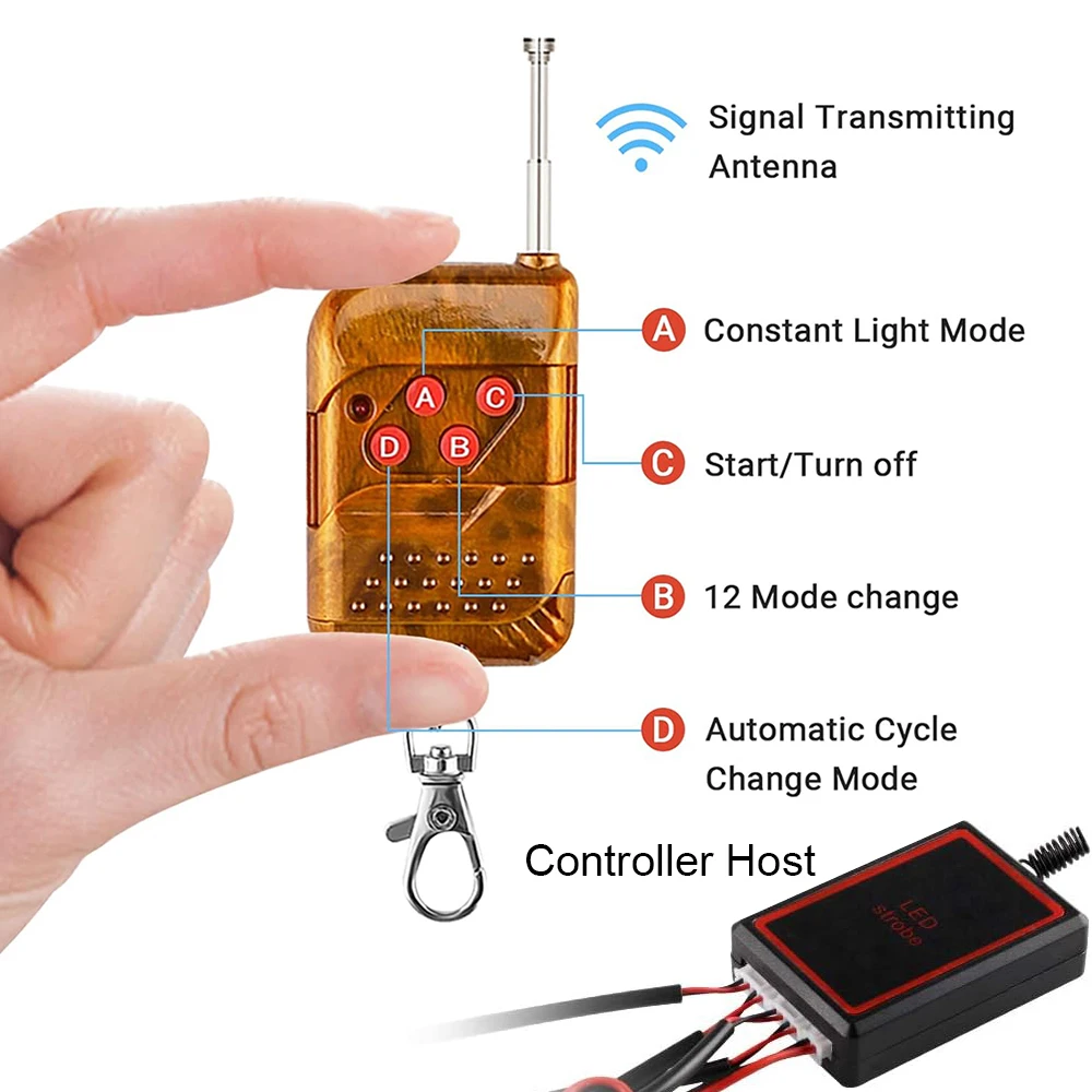 Grille Car LED Light Strobe Amber Emergency Remote Wireless Control Flash Signal Fireman Beacon Warning Lamp 12V 24V