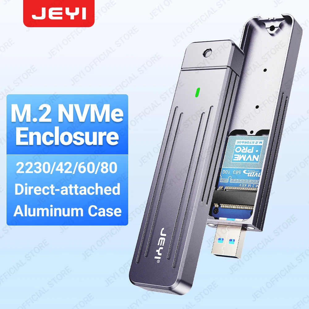 Корпус JEYI с прямым подключением M.2 NVMe, штекер USB-A USB 3.2 10 Гбит/с, линейный алюминиевый корпус SSD 2242 2280 с магнитным защитным чехлом