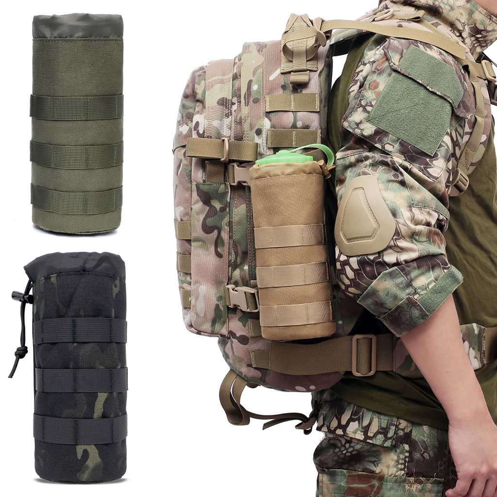 Tactische Molle Waterfles Tas Outdoor Camo Jacht Camping Wandelen Trekkoord Houder Multifunctionele Fles Opbergtas Zak