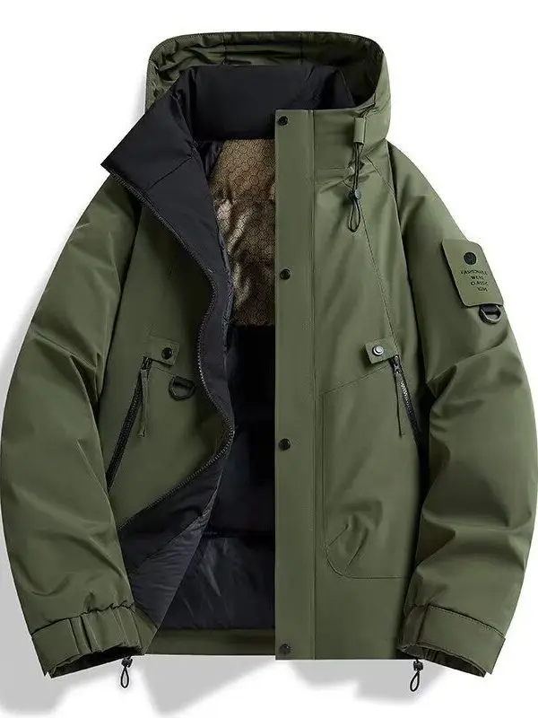 Jaqueta de Aodão ssa e Solta para Homens, Casaco de Inverno com Gola Alta, Estilo Puffer, Ajuste Casual e Jovial