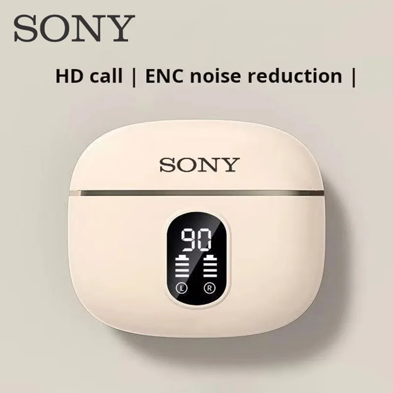 Sony-auriculares inalámbricos auténticos con sonido estéreo HIFI, cascos Bluetooth ENC con pantalla de alimentación para IPhone y Samsung, Cable para auriculares