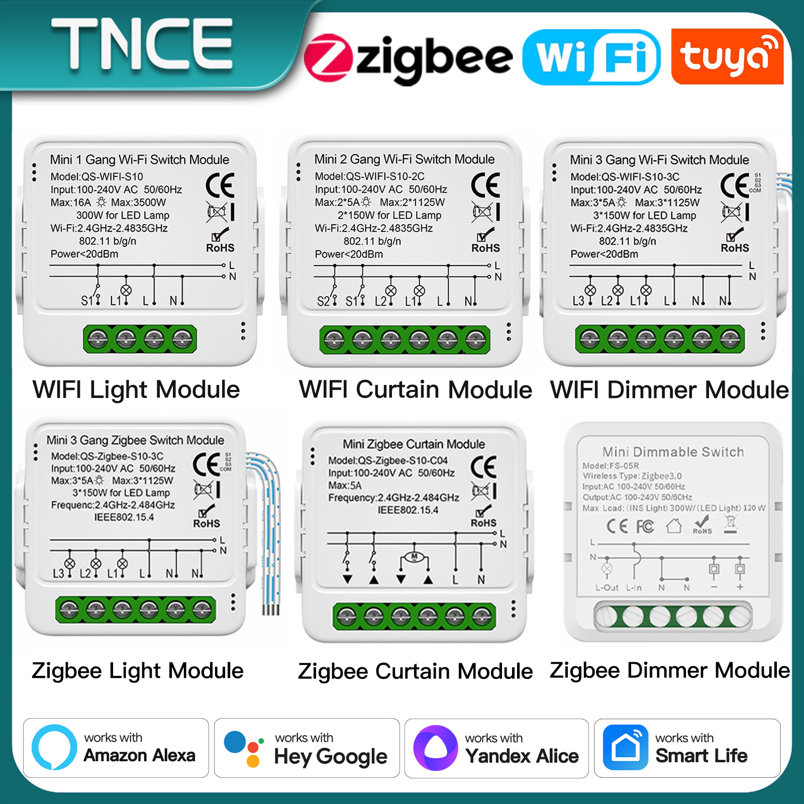 Переключатель TNCE Tuya, светорегулятор для штор, Wi-Fi Zigbee, умный мини-модуль «сделай сам», двухсторонний выключатель, затемняющие жалюзи, роликовый затвор