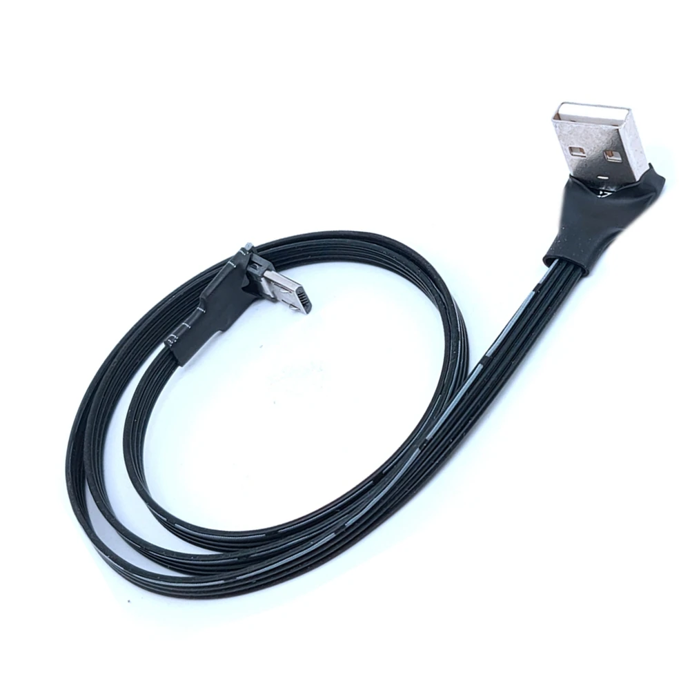 5CM-300CM Super plano Flexible recto, arriba, abajo, izquierdo y derecho en ángulo 90 grados USB Micro USB macho a USB Cable de datos macho 1M 2M