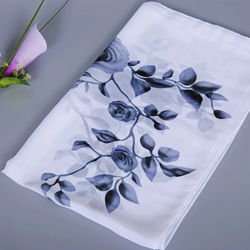 2021 Mùa Xuân Và Mùa Hè Nữ Khăn Mới Khăn Choàng Pashmina In Hình Cape Voan Lụa Polyester Tippet Nhét 60*160Cm