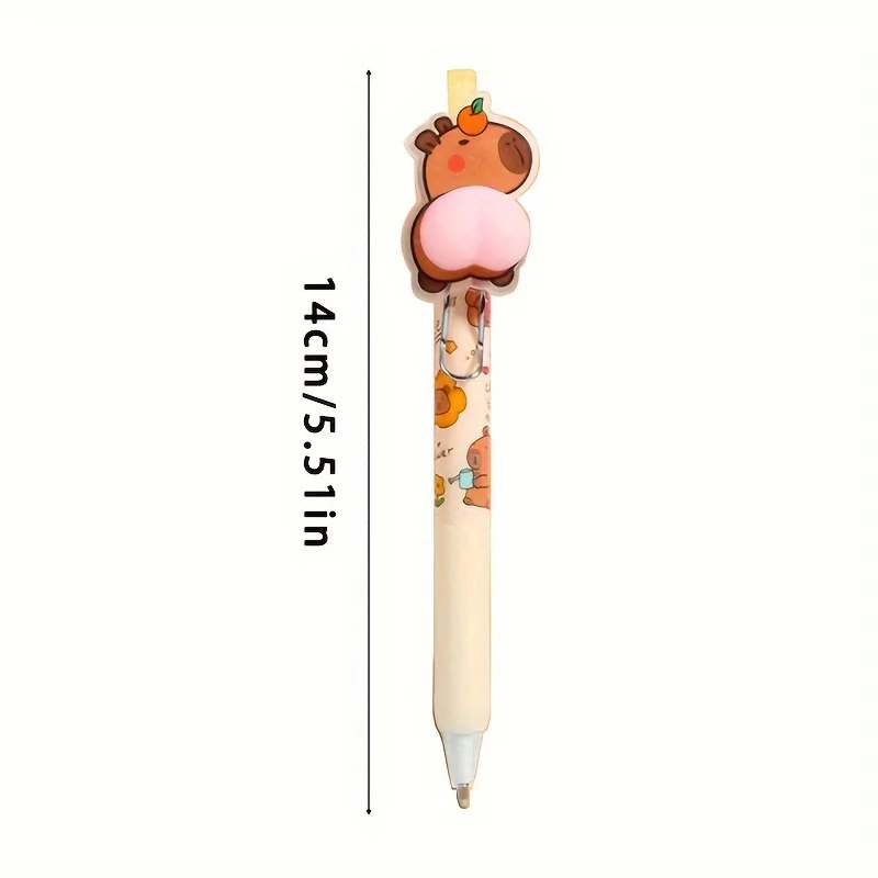 2 capybara gel pens, with novelty decompression toys,  quick drying black ink push pen, suitable for  study and office