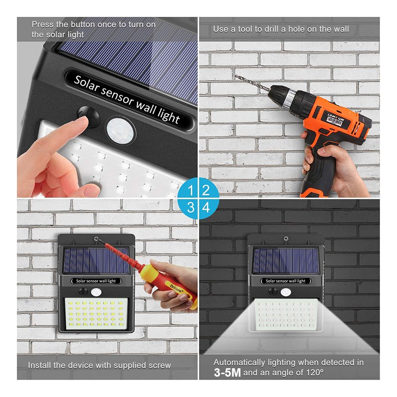 30LED Solar Licht PIR Motion Sensor Wand Licht Outdoor Solar Lampe Wasserdichte Solar Powered Sonnenlicht Straße Lampe Garten Dekor