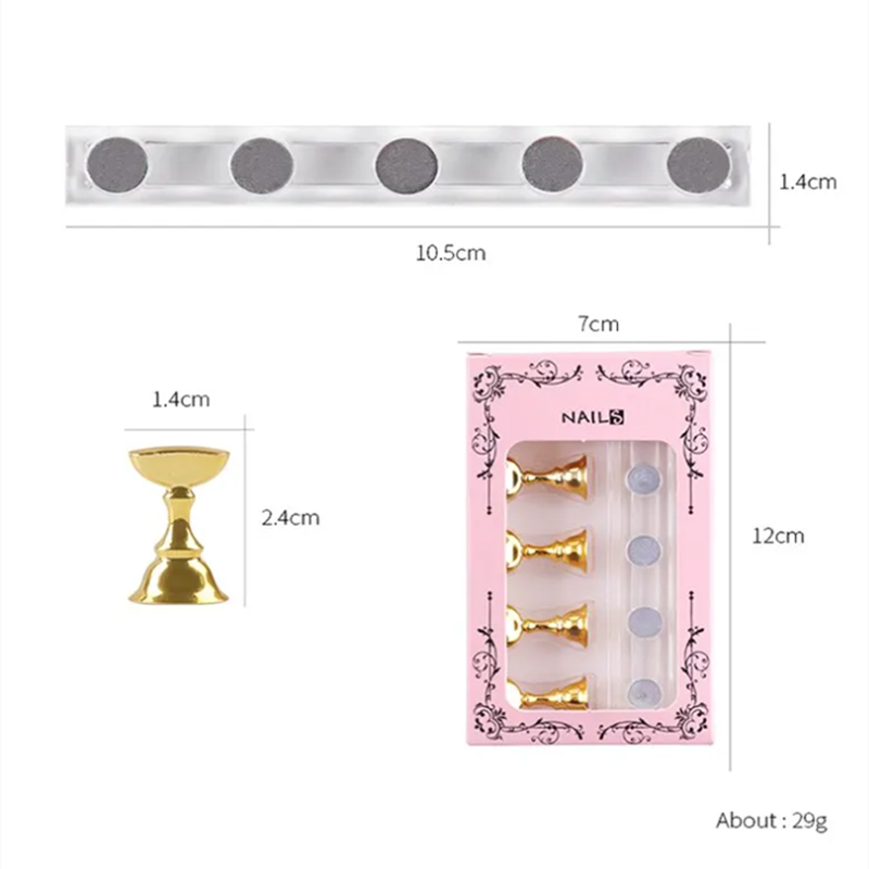 5pcs/Pack Chess Magnetic Nail Holder Practice Display Stand Gold Silver Rose-Golden Showing Shelf Gel Polish Display Stand Tools