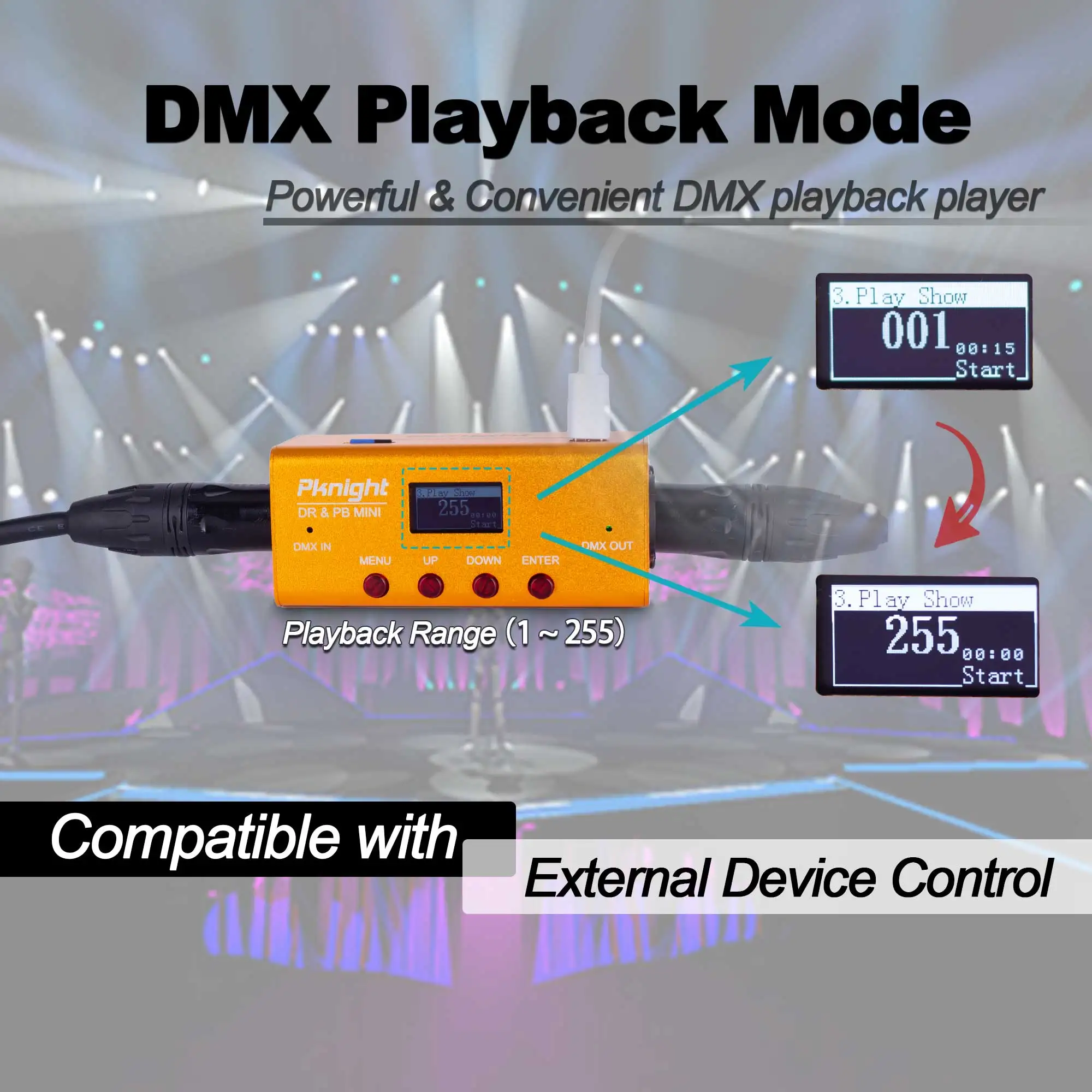 Rejestrator i kontroler odtwarzania Pknight DMX 1, wszechświat DR i PB MINI