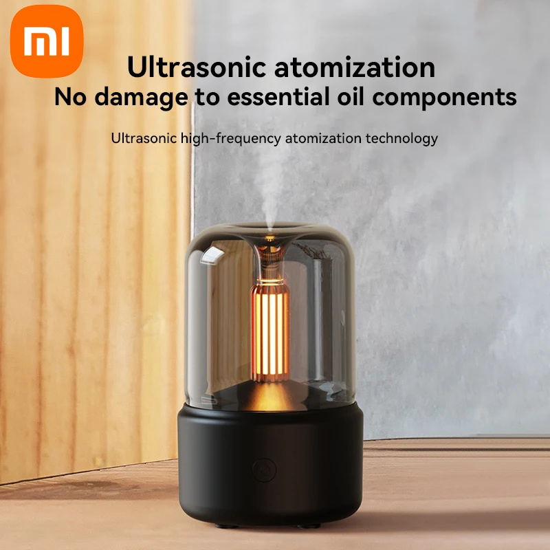 Difusor de Aroma Xiaomi para el hogar, humidificador de aire con enchufe USB portátil, luz nocturna de aceite esencial, pulverizador con luz de velas para regalo y dormitorio