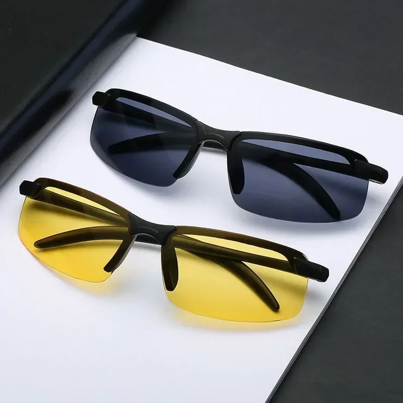 Gafas de visión nocturna antideslumbrantes para conducir, gafas de sol polarizadas de medio marco para hombre, gafas de día y de noche UV400 para exteriores