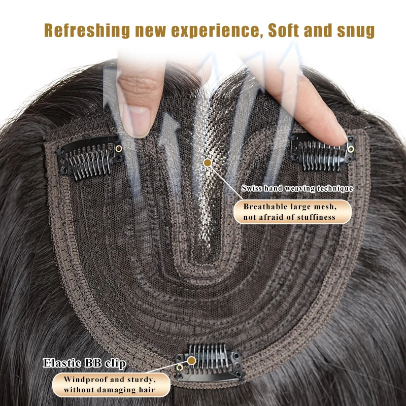 55 cm 15X16 cm filet à cheveux droite mixte cheveux Invisible 3D toupet pince en une seule pièce Extensions de cheveux Topper pour les femmes perte de cheveux