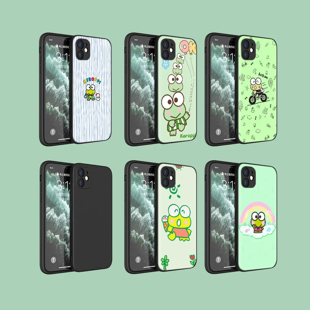 Casing Pelindung Hitam untuk Samsung Galaxy A7 J6 A6 J2 Core A9 J8 J4 A8 Plus Prime Sampul Lembut Kerokero Keroppi