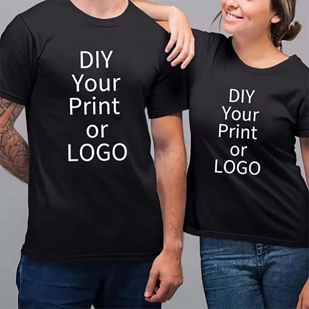 180g Custom Women Men Customised Printed 100% Cotton Short Sleeve Your Logo Photo Brand Text Tee Personalize Graphic Clothing