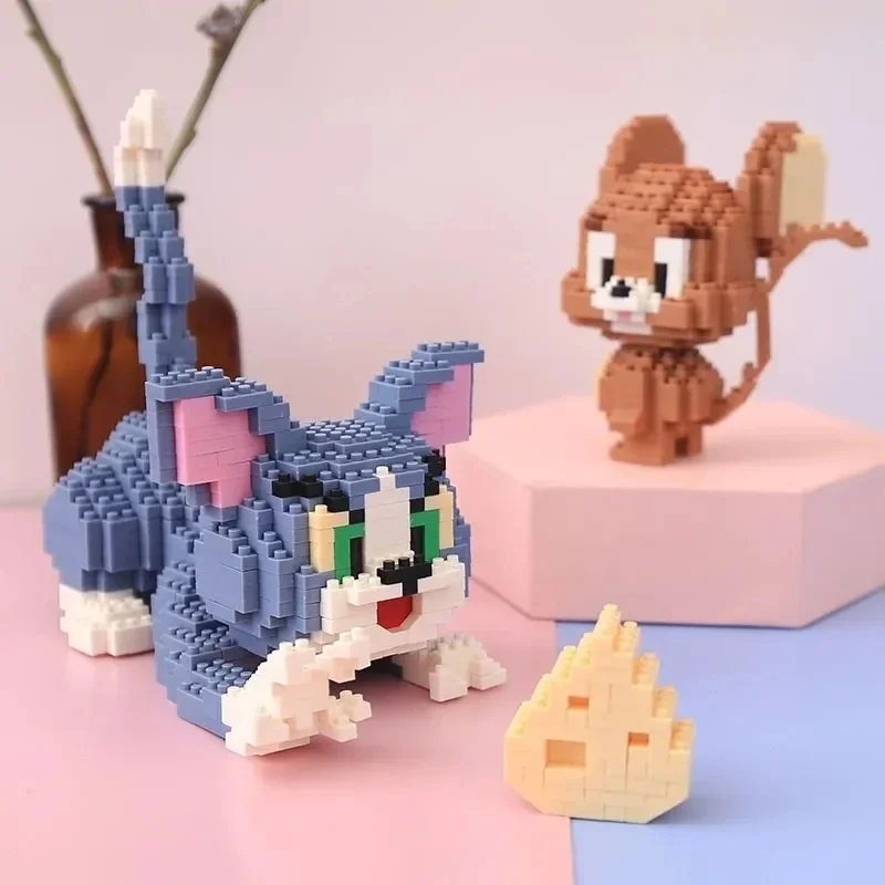 Ute gato y ratón travieso juguetes de bloques de construcción para niños Mini ladrillos modelo 3D regalo para adultos y niños
