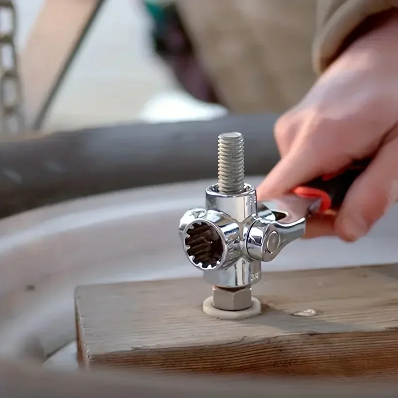 360 °   Chave de extremidade dupla de rotação, chave de ferramenta multiuso 52 em 1, chave de soquete de torque de 8-19mm, chave de soquete de 12 dentes