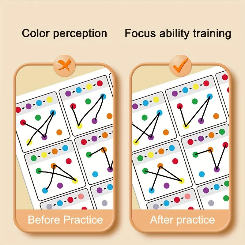 Visual tracking focus and attention training card,color and number recognition, ideal memory improvement,perfect children's gift