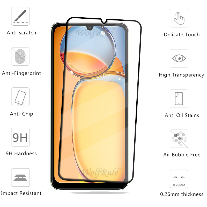 4/3/2/1 Uds para Redmi 13C vidrio Xiaomi Redmi 13C vidrio templado cubierta protectora completa pegamento HD 9H para Protector de pantalla Redmi 13C