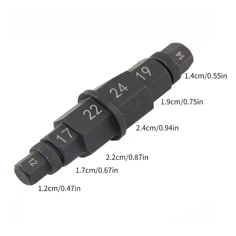 Herramienta de extracción de neumáticos para motocicleta, adaptador de enchufe de husillo de eje Allen hexagonal, construcción de acero al carbono, operación Simple, 6 en 1