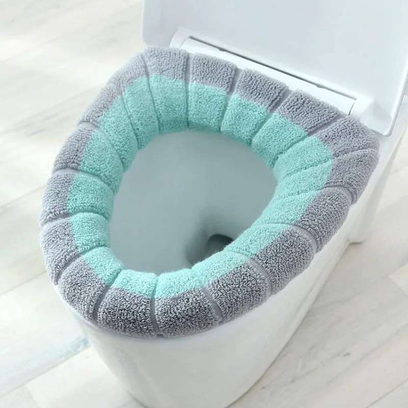 Funda cálida para asiento de inodoro, alfombrilla para inodoro, 1 pieza, accesorios de baño lavables, tejido de Color puro, almohadilla suave en forma de O