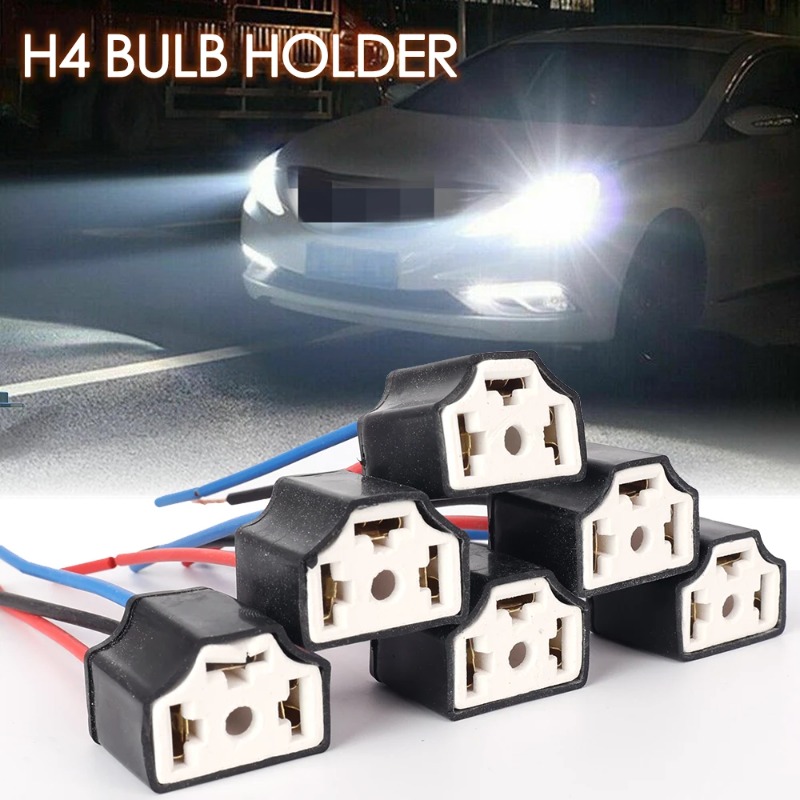 H4 Car Bulb Lampholder 3-hole Ceramic Wire Wiring Car Headlight Bulb Light Beam Socket Plug Auto Light Accessories 2/4/6/10pcs