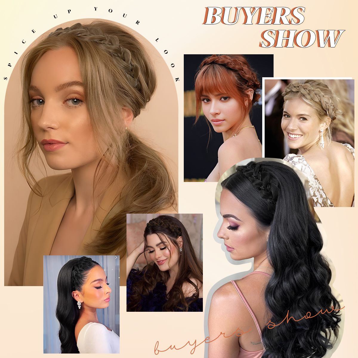 SARLA 합성 나비 땋은 머리띠 헤어 벨트 Plaited Hairband 보헤미안 스타일 여성 헤어 스타일 헤어 피스