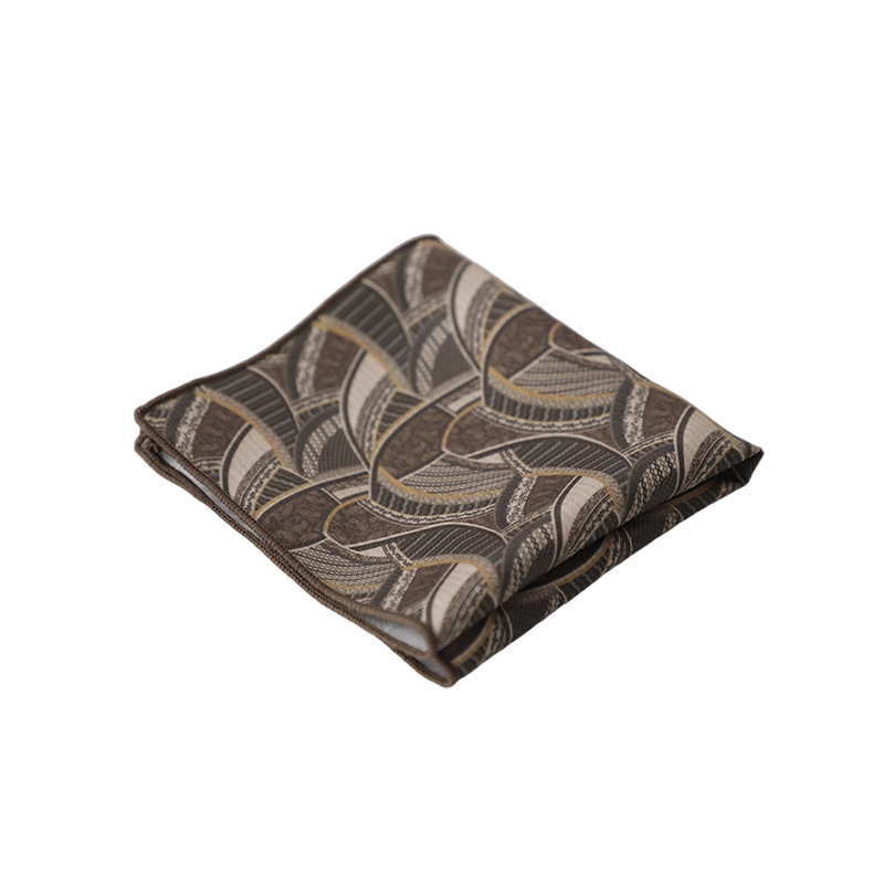 Hongkong ผ้าเช็ดหน้าพิมพ์ลายจุดดอกไม้สไตล์สตรีทสำหรับผู้ชายผ้าเช็ดหน้าสีน้ำตาลเข้มสำหรับผู้ใหญ่ชุดทักซิโด้แบบเป็นทางการ