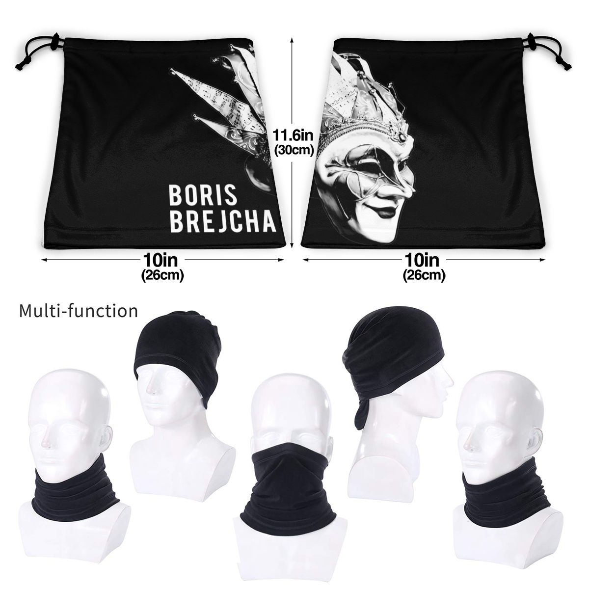 Dj Boris Brejcha Logo Microfiber Neck Gaiter Bandana Scarf Ski Half Mask Multifunctional