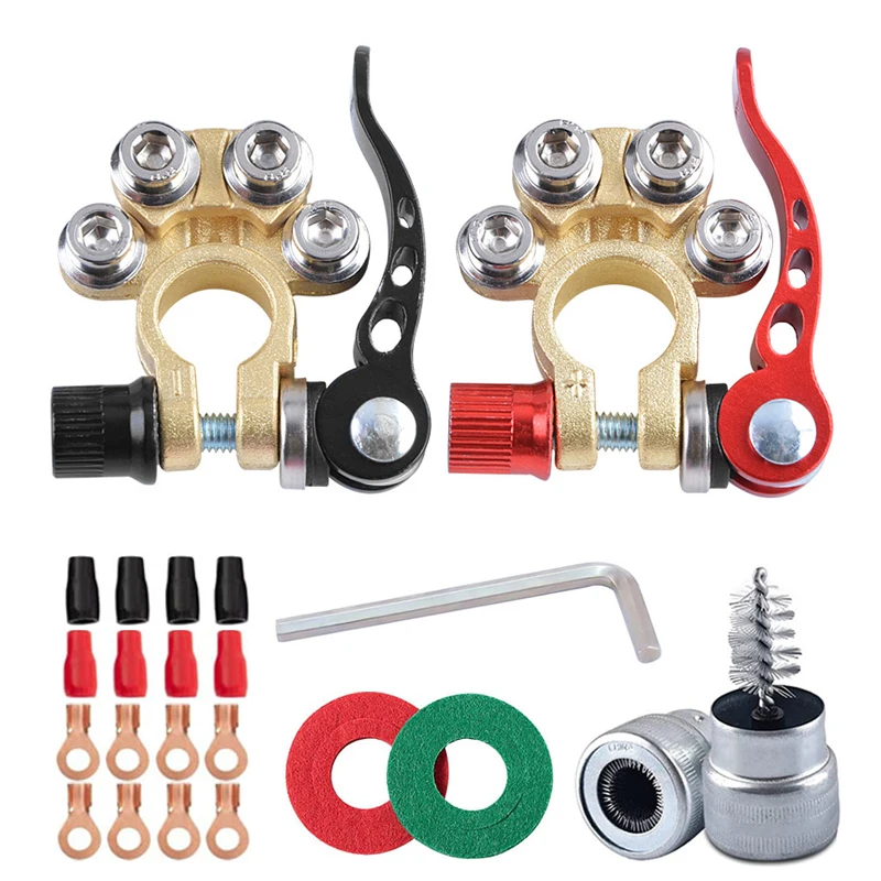 Auto Batterie Terminal Quick Release Trennen Batterie Terminals Kupfer Draht Lugs Kabel Klemme Schraube Anschluss Kit Für Auto Boot