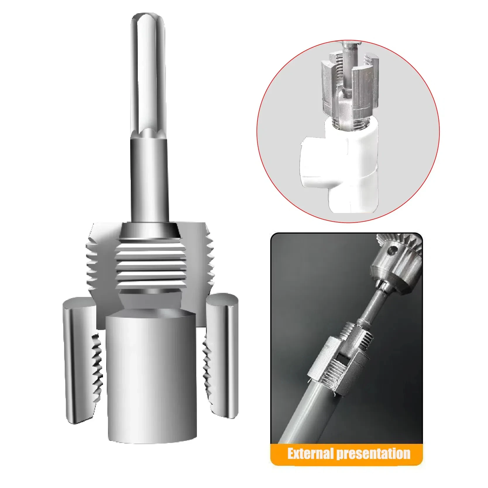 Electric Drill Compatible PVC Pipe Threader Kit, PVC Pipe Threader with 3 Dies 1/2" 3/4" 1" PVC Thread Maker Tool Pipe Threader