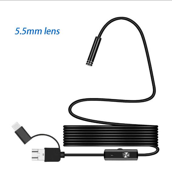 Cámara endoscópica USB 3 en 1 de 5,5mm, cámara otoscopio de inspección por boroscopio CMOS para Android y ordenador, microscopio Digital
