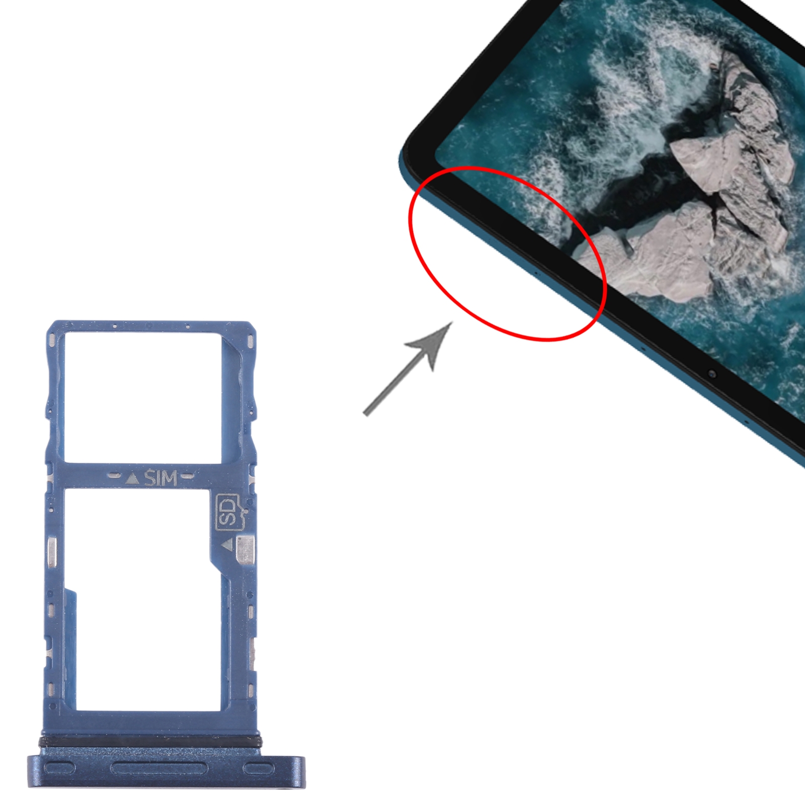 Für Nokia T20 Original SIM-Kartenfach + Micro SD-Kartenfach